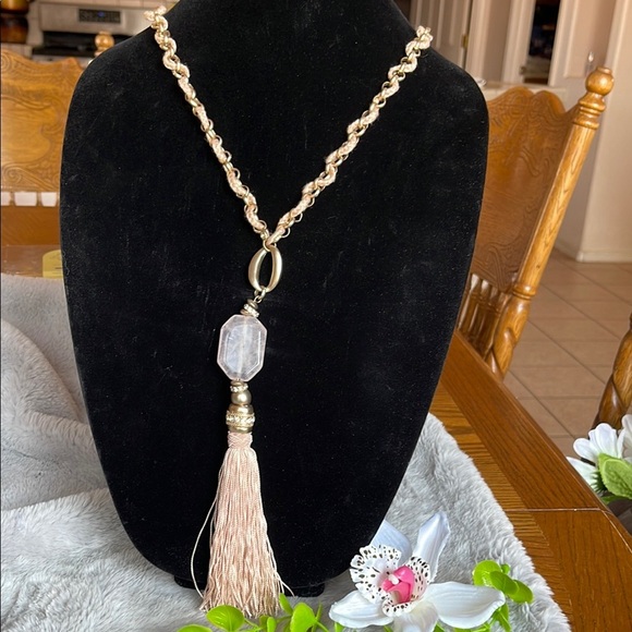 Chico's Gold and Cream Tassel Necklace - Picture 1 of 5